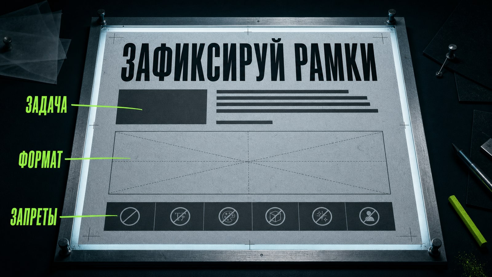 Зафиксируйте задачу, формат и запреты