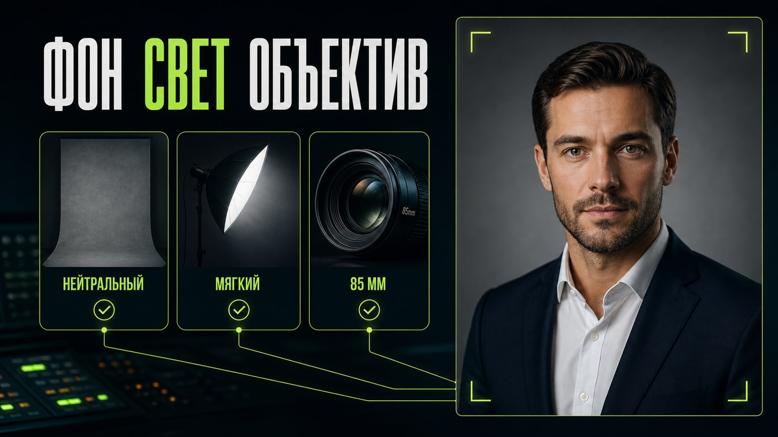 На чем держится деловой портрет: фон, свет и объектив