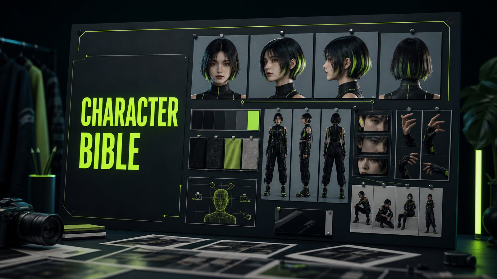 Start with a character bible, not a first portrait