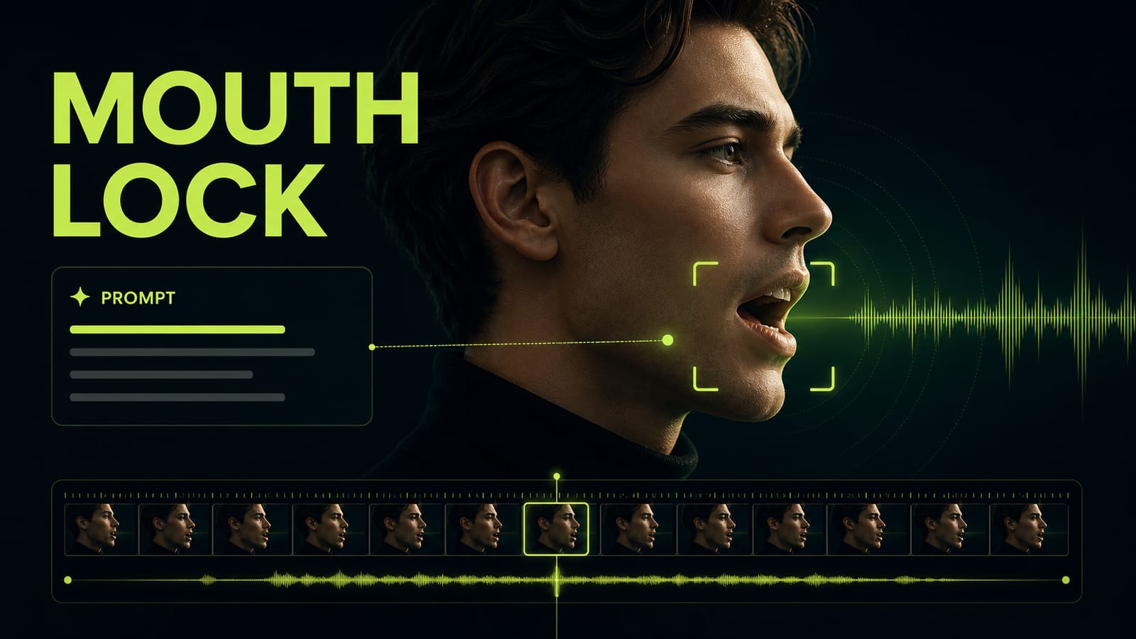 Lock the mouth, pose, and emotion in the prompt