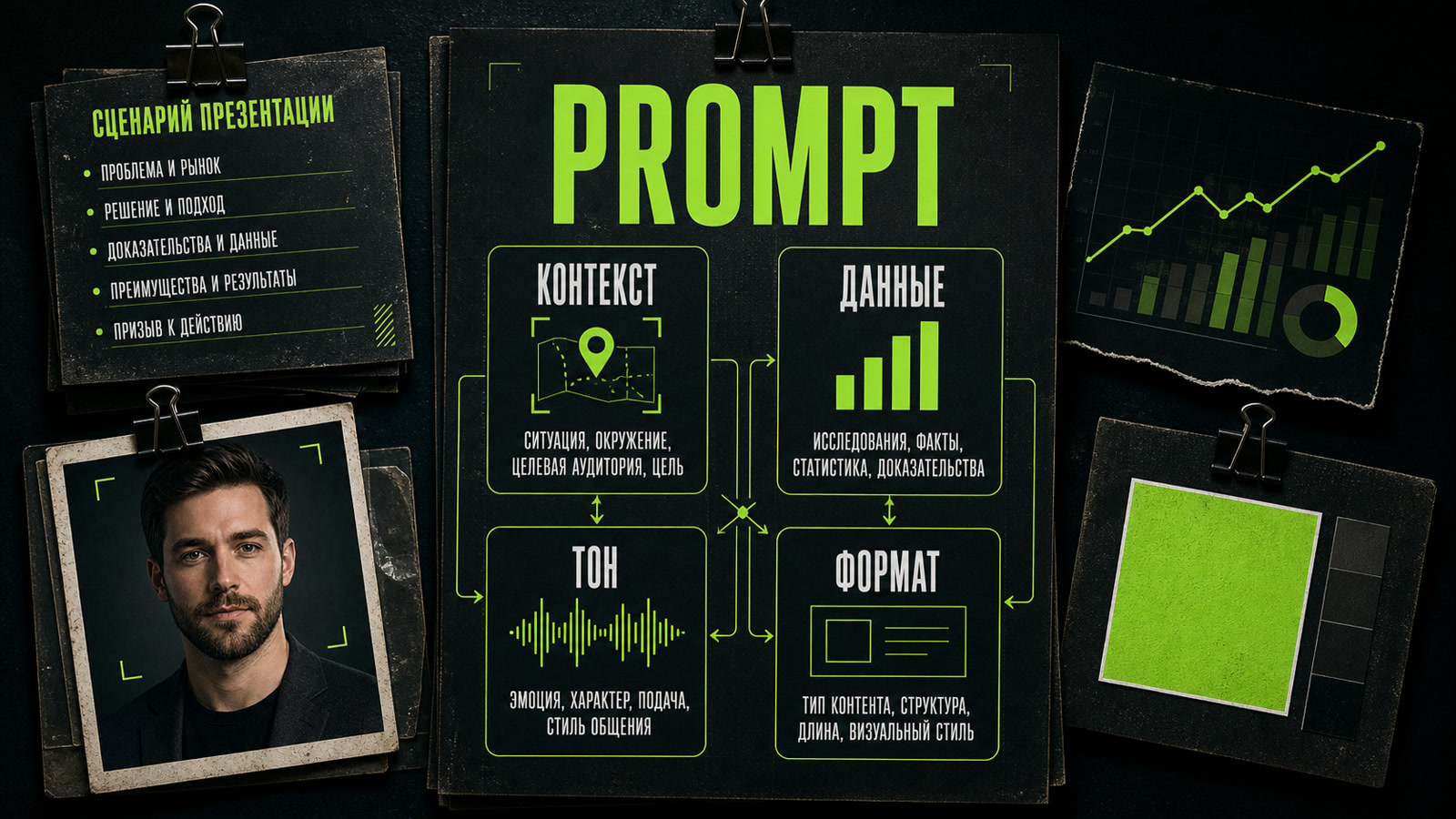 Prompt для слайдов: контекст, данные, тон и формат