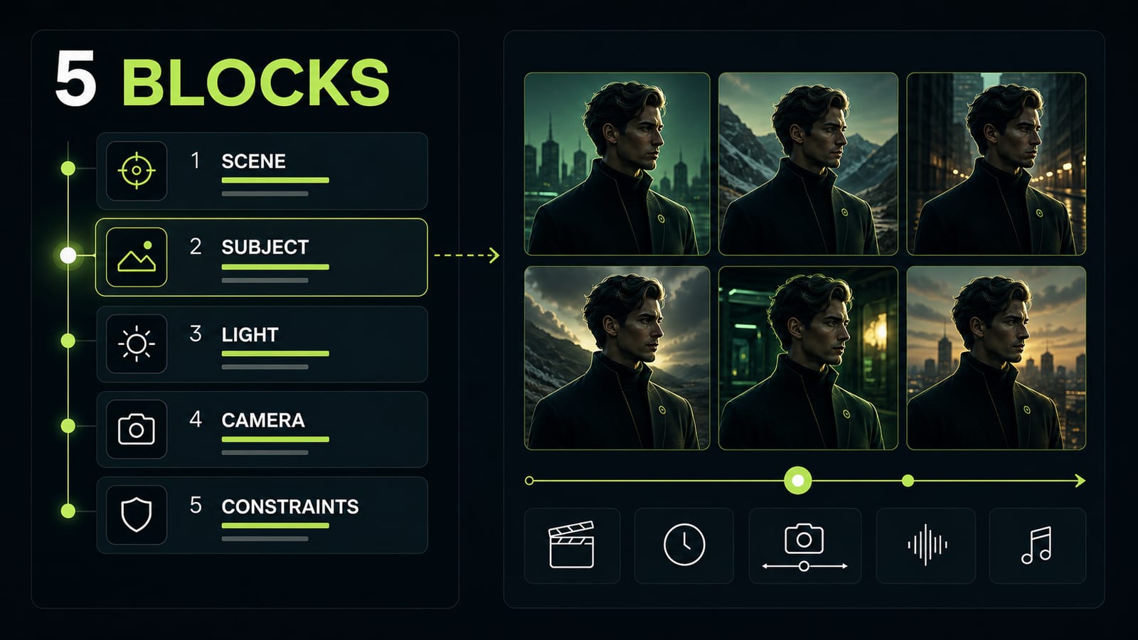 Build the prompt from five blocks