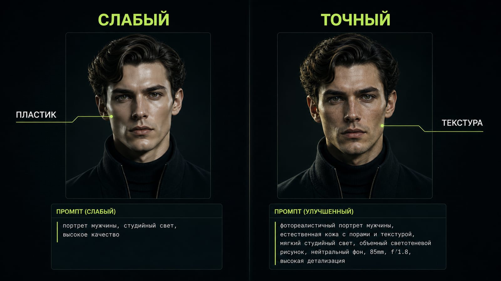 Исправляйте портрет не словом realistic, а деталями