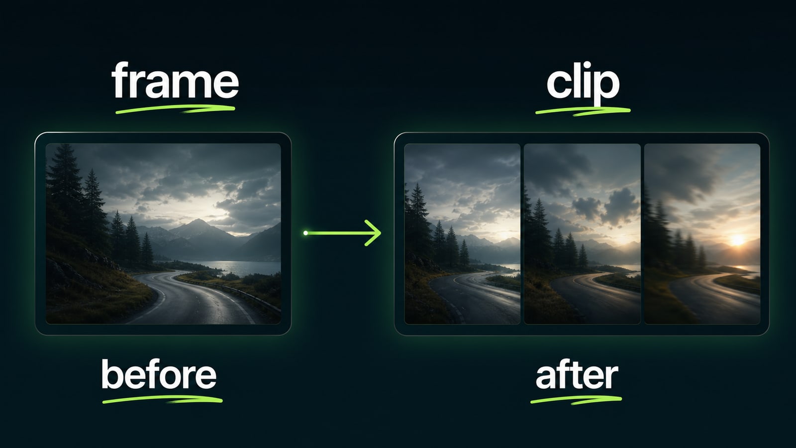 Describe the source frame and the target clip