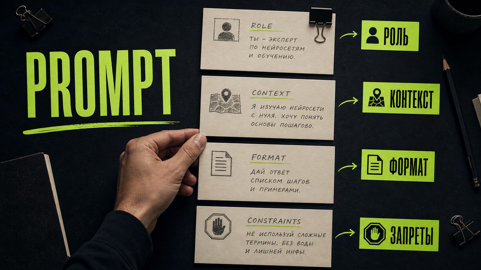 Промпт пишется как короткое ТЗ
