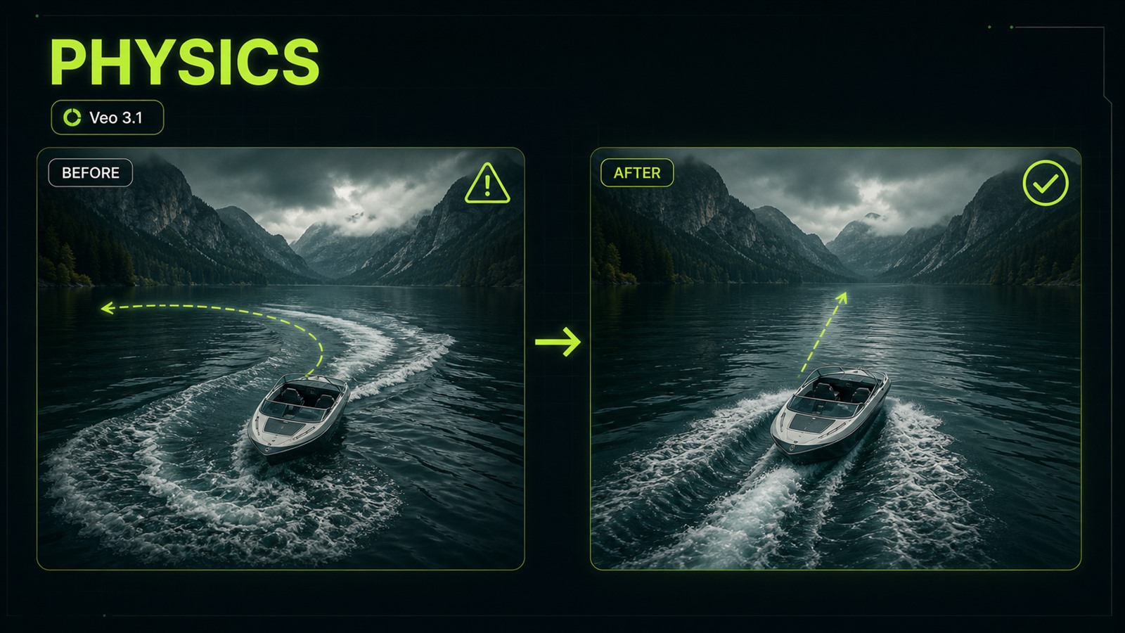 Veo 3.1 case: fix physics with exact action