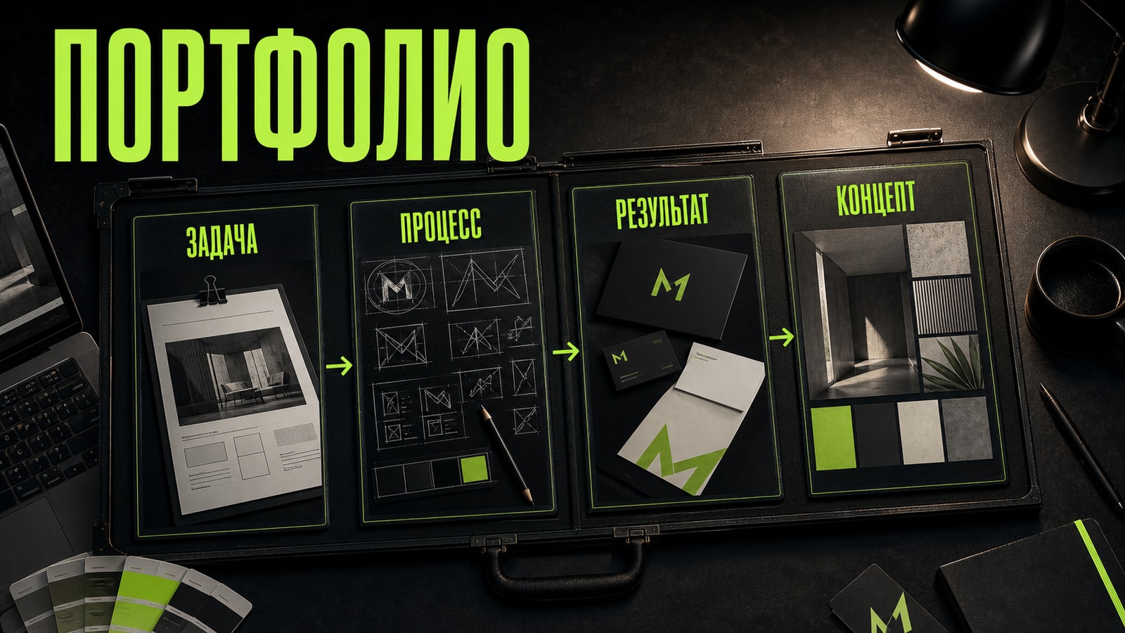 Структура портфолио: задача, процесс, результат и честная пометка концепта